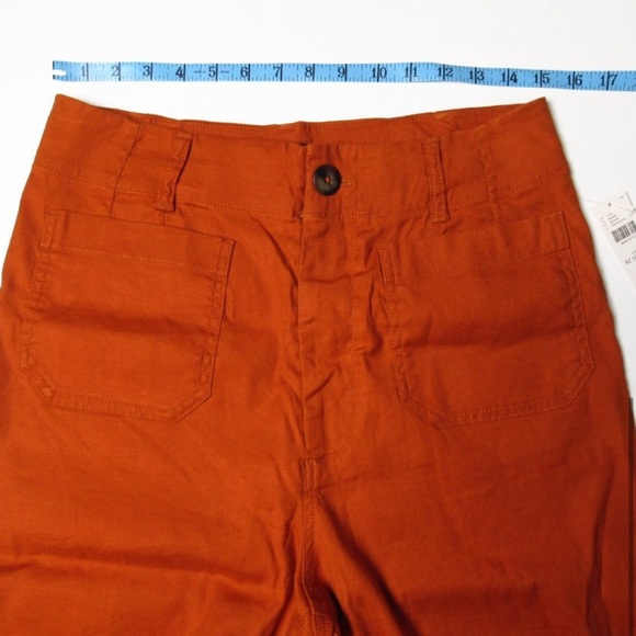 10 TALL Anthropologie Maeve The Colette Cropped Linen Wide-Leg Pants 10 tall - Picture 8 of 11